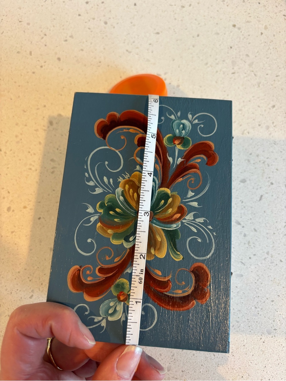 Hand-Painted Floral Blue Jewelry Box - Picture 7 of 8